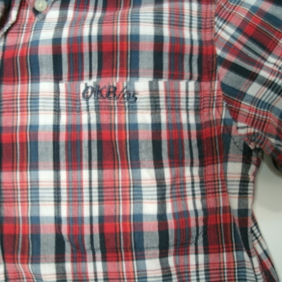 Oshkosh Boys Shirt Button Down Plaid Red Navy Long Sleeve Size 5 - Picture 3 of 10